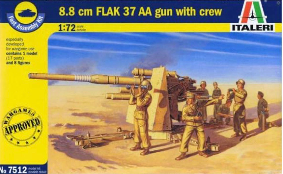 Italeri No.7512 8.8cm FLAK 37 AA Gun with crew