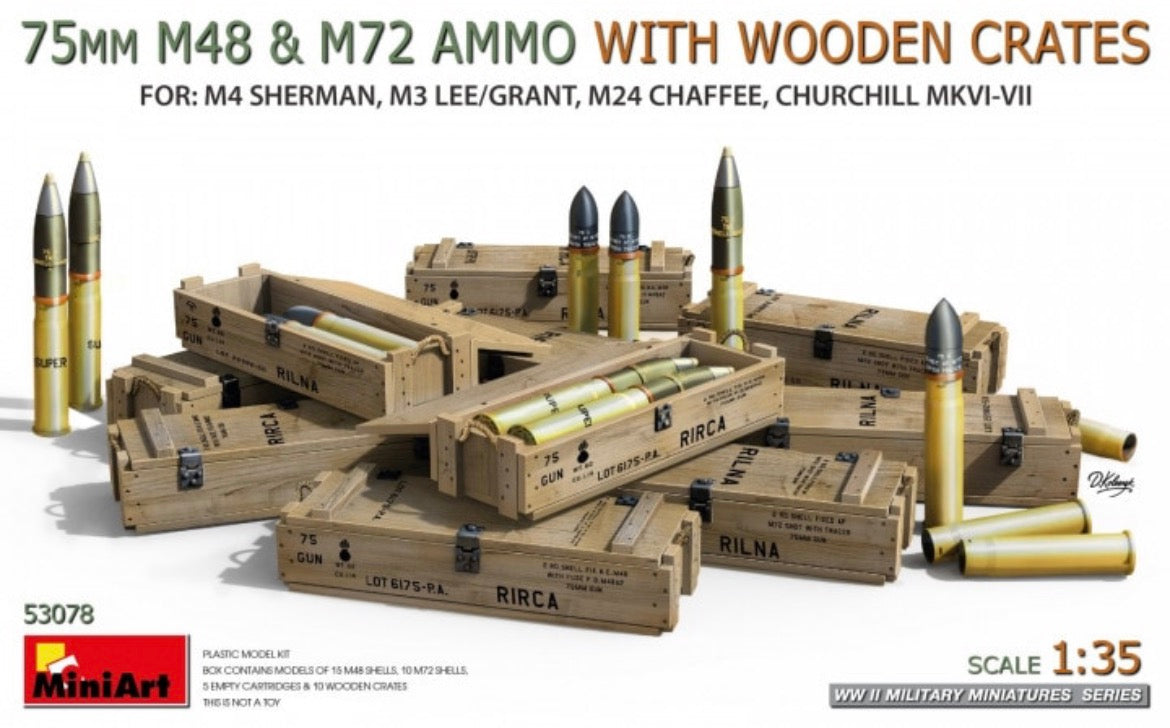 Miniart 53078 75mm M48 and M72 Ammo with Wooden Crates