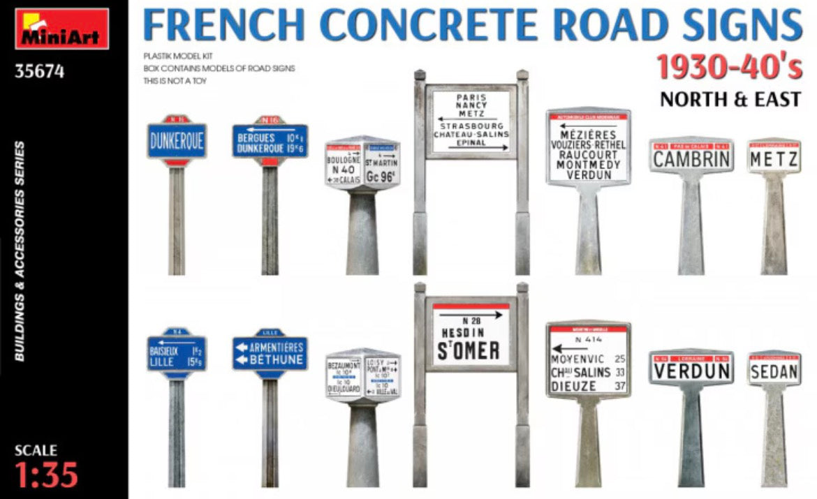 Miniart 35674 French Concrete Road Signs - 1930-40’s