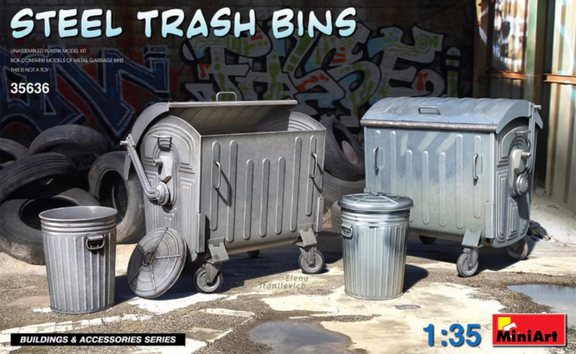 Miniart 35636 Steel Trash Bins