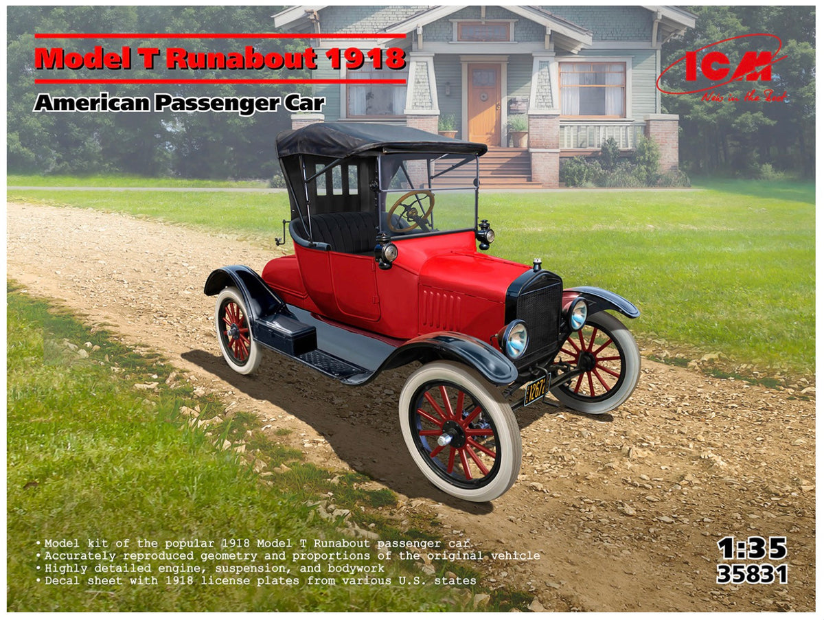 ICM 35831 Ford Model T Runabout 1918 American Passenger Car