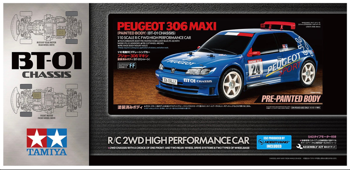 Tamiya 47513 Peugeot 306 Maxi with Blue Painted Body