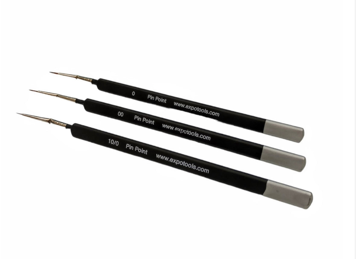 EXPO 45520 3 Piece Set Pinpoint Angled Sable Brushes