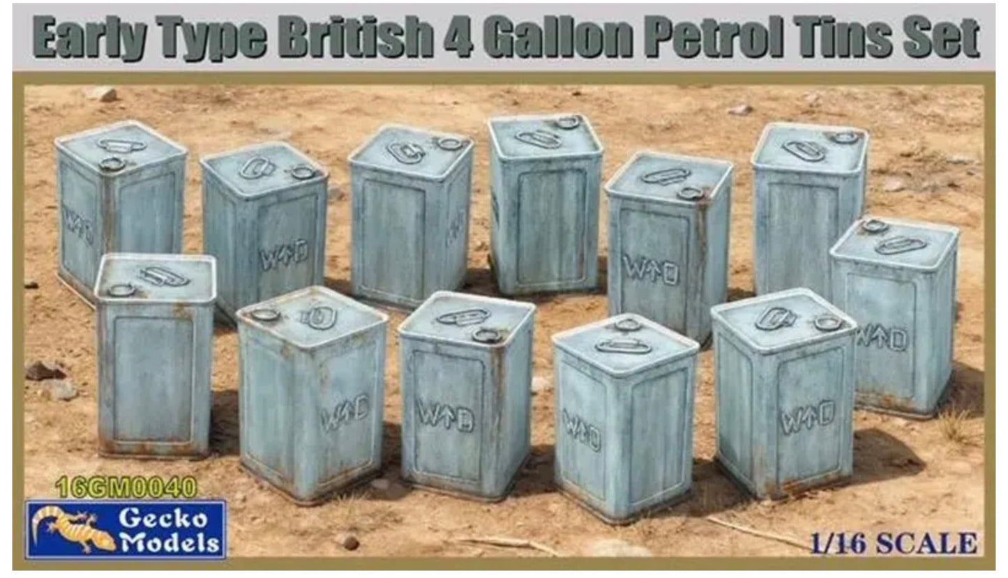 Gecko 16GM0040 Early Type British 4 Gallon Petrol Tins Set