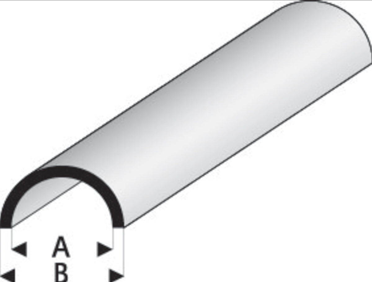 Maquett 403-52/3 Super Styrene Half Round Hollow 3.00mm X 1.50mm / 0.118" X 0.060" X 330mm / 13"