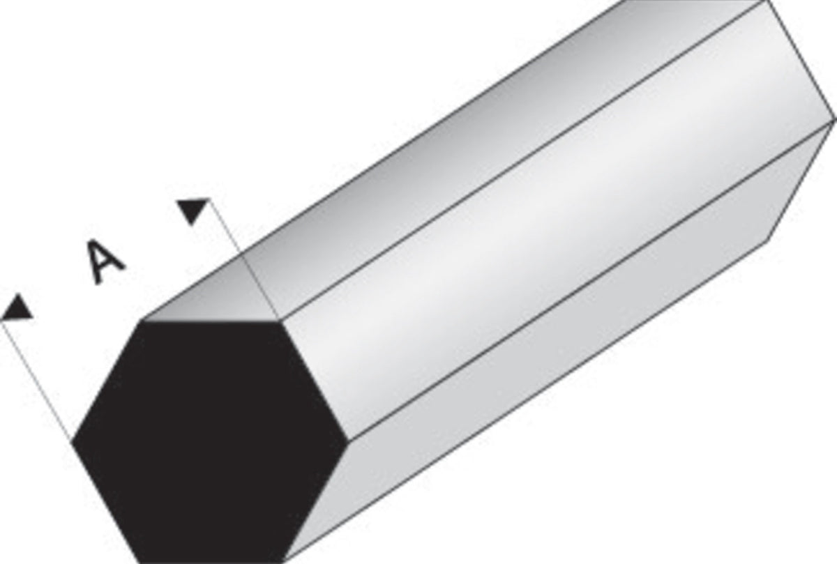 Maquett 406-51/3 Super Styrene Hexagonal Rod 2.00mm / 0.080" X 330mm / 13"