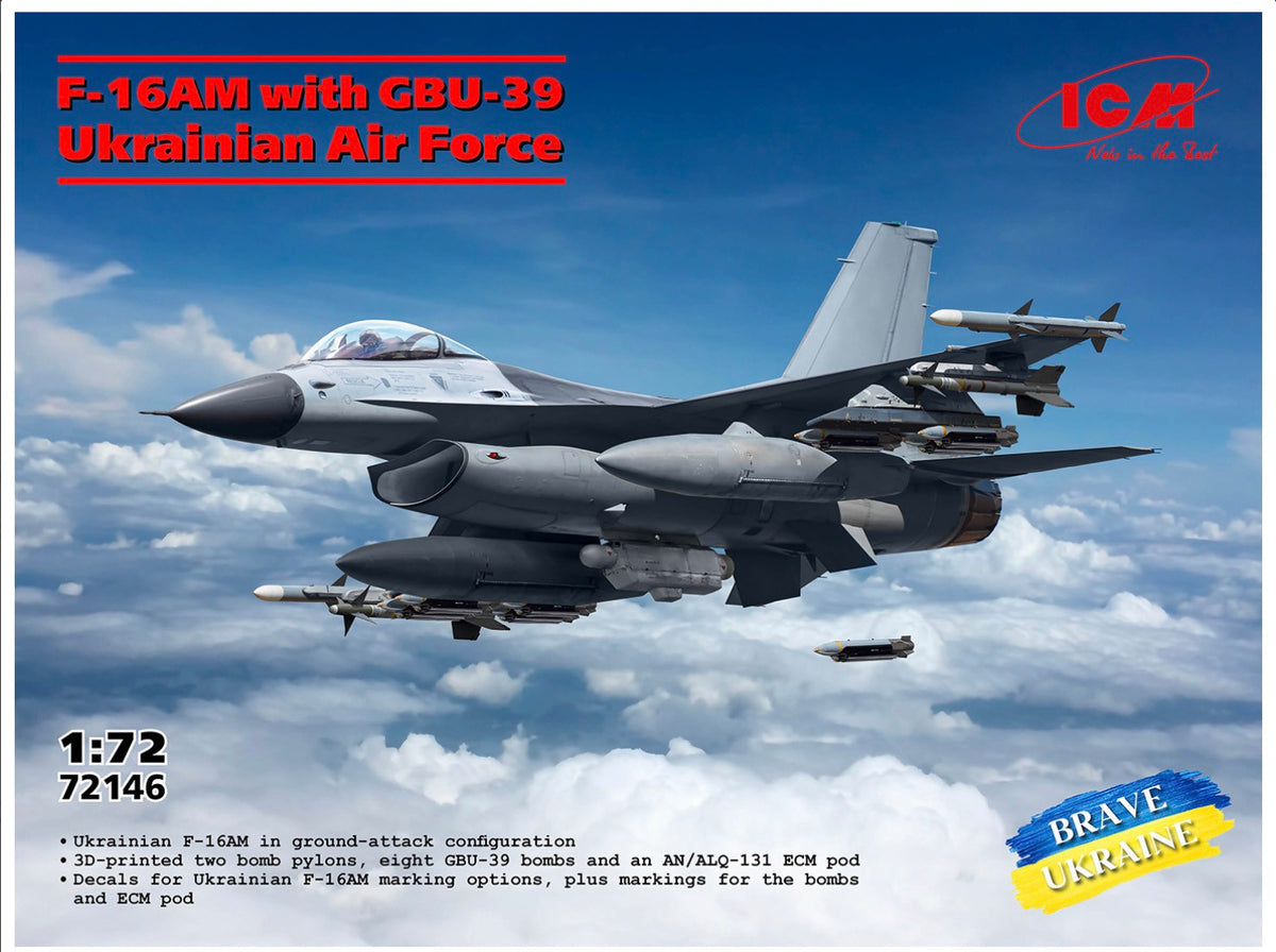 ICM 72146 F-16AM with GBU-39 Bombs Ukrainian Air Force