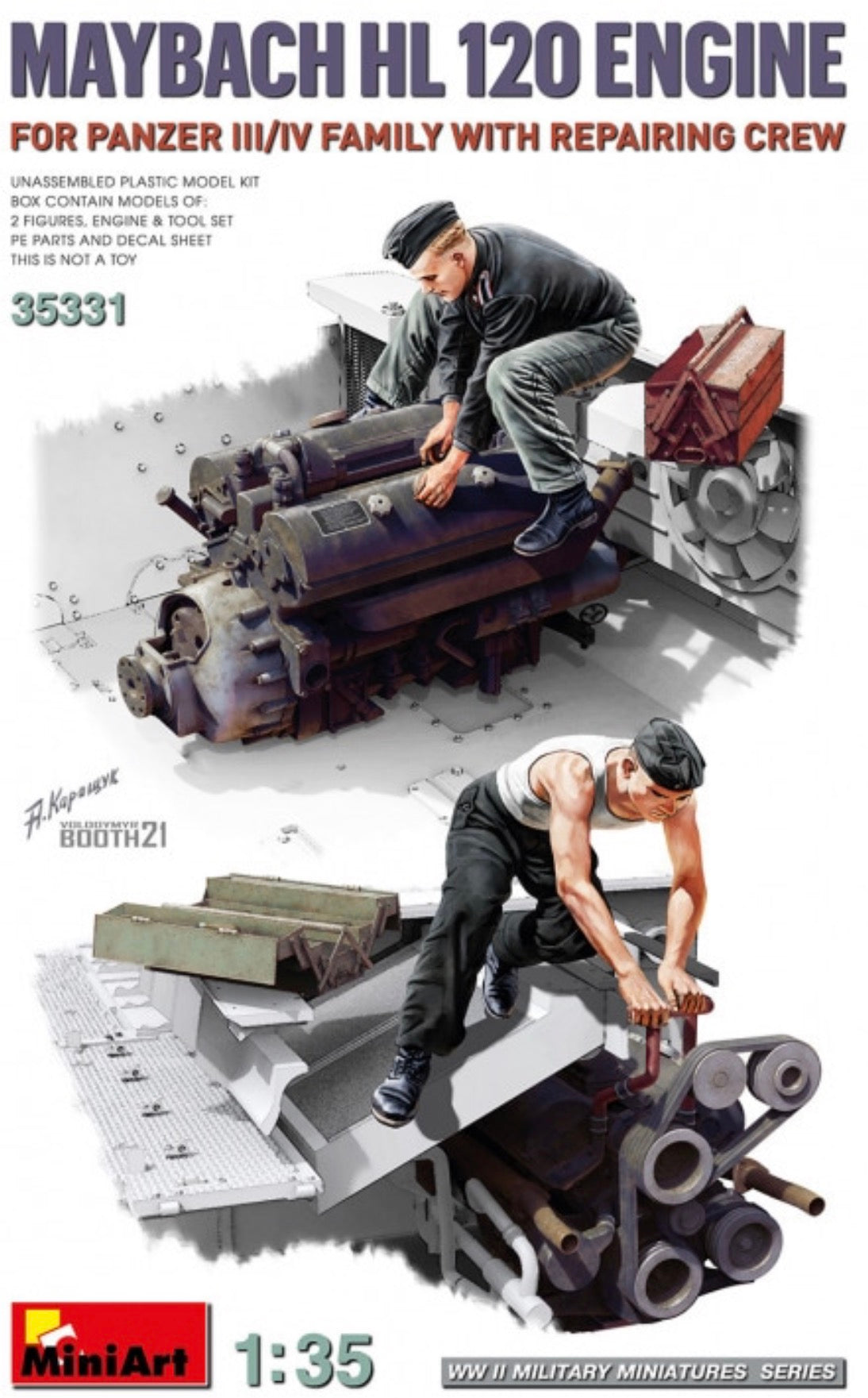Miniart 35331 Maybach HL 120 Engine - with repair crew