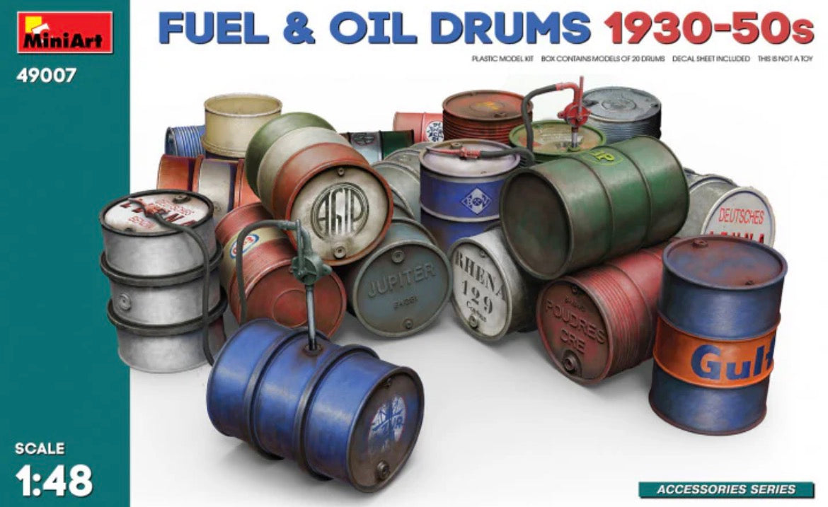 Miniart 49007 Fuel & Oil Drums - 1930-50’s