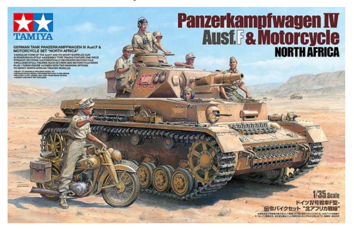 Tamiya 25208 Panzerkampfwagen IV Ausf.F and Motorcycle