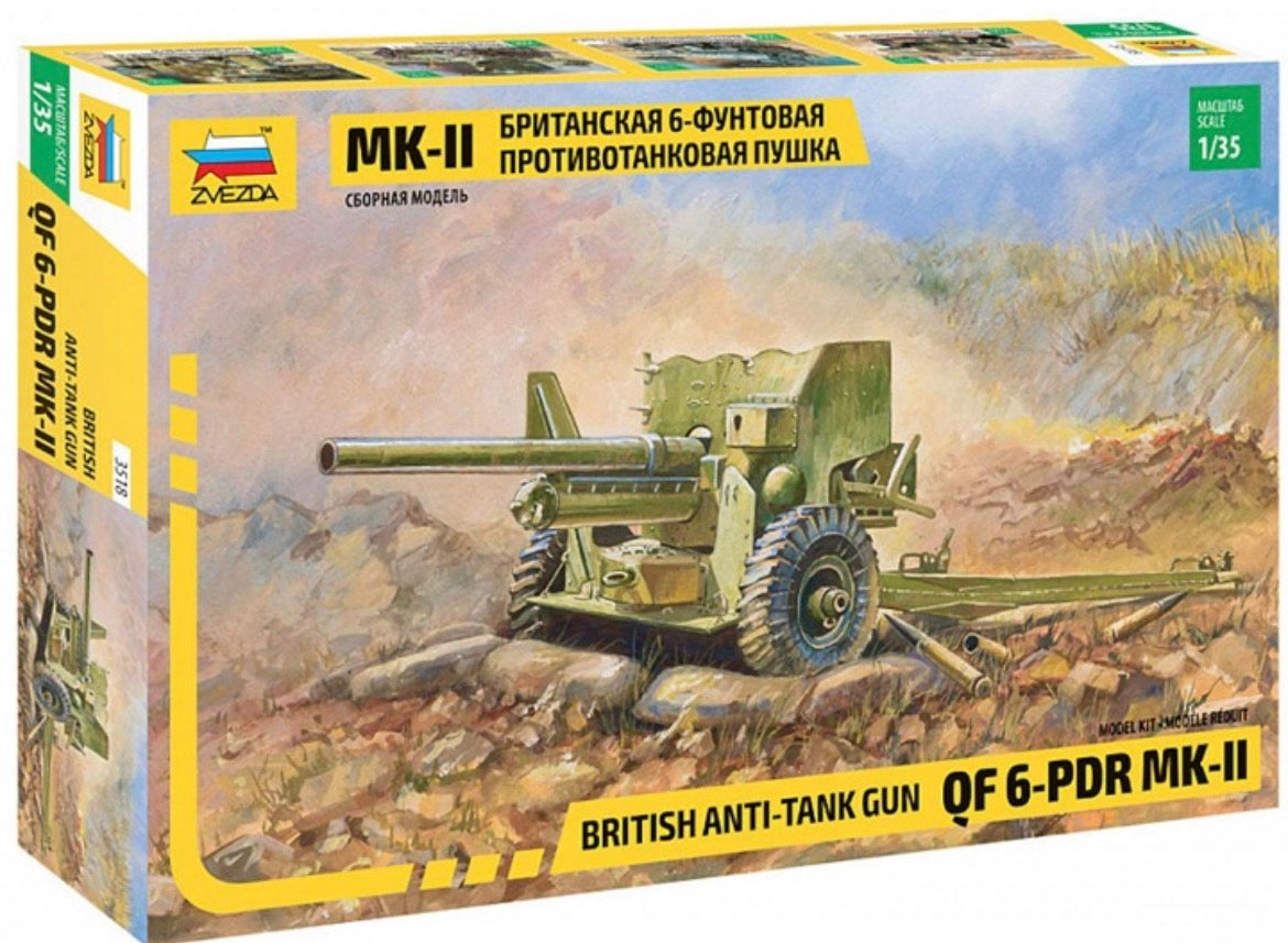 Zvezda 3518 British Anti-Tank Gun QF 6-pdr Mk.II