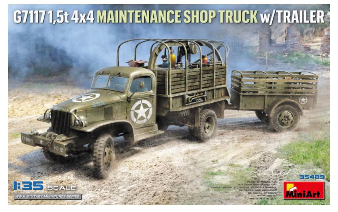 Miniart 35498 G7117 1.5t 4x4 Maintenance Shop Truck with Trailer