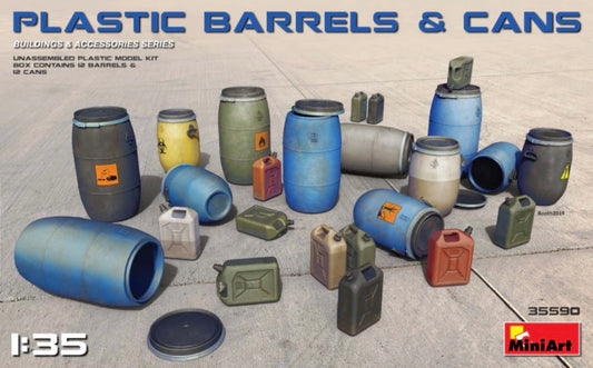 Miniart 35590 Plastic Barrels & Cans