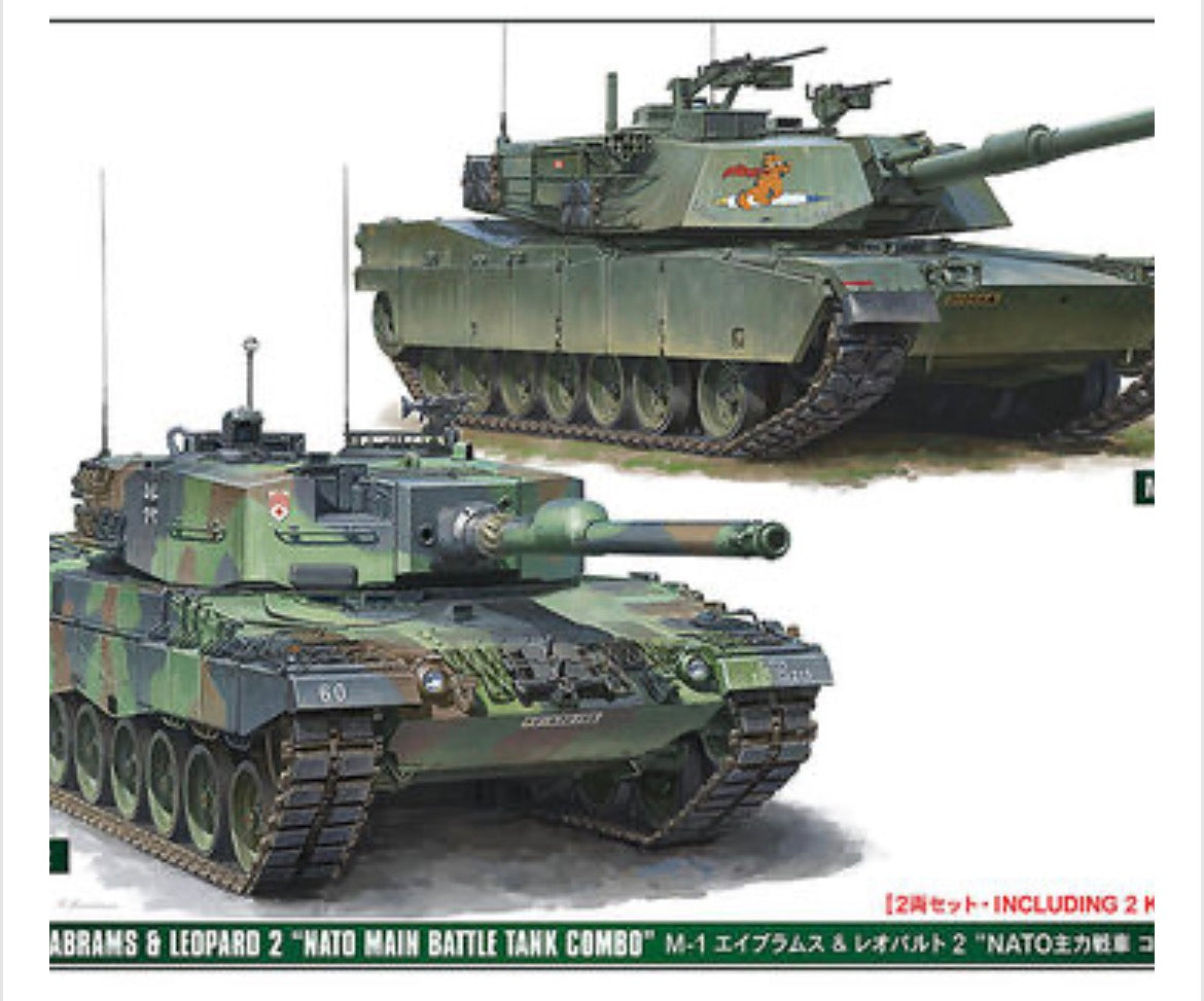 Hasegawa 30069 M-1 Abrams and Leopard 2 NATO Main Battle Tank Combo
