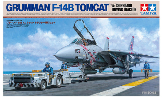 Tamiya 61129 1/48 F-14B Tomcat & Shipboard Towing Tractor (Pre-Order)