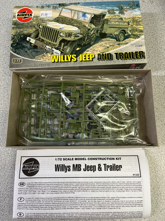 *Pre-Owned* Airfix 01322 Willys Jeep & Trailer